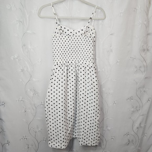 Black & White Polka Dot, Tie Top Dress with Adjustable Straps & Pockets! - Picture 9 of 12